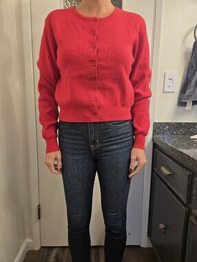 Women's Red Button-Front Cardigan Sweater
